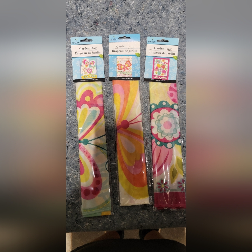 Colorful Garden Flags Set‎ of 3 New